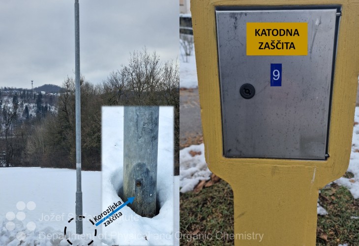 Anodic (left) and cathodic (right) protection, Vrhnika, Slovenia